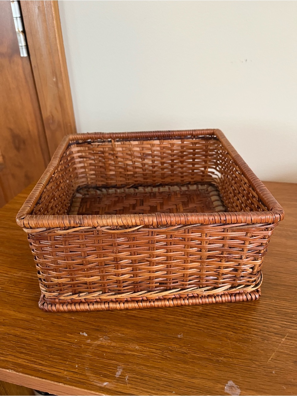 Woven Rattan Square Storage Basket - Brown